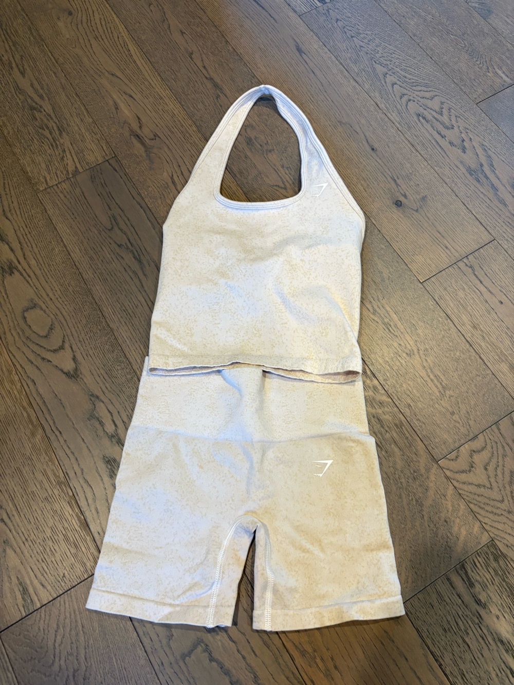 Gymshark Cream Women's Athletic Shorts and Crop Top Set